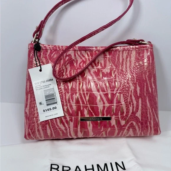 Brahmin Vibrant Coral-Pink with Gold accent Shoulder Bag - Picture 1 of 5
